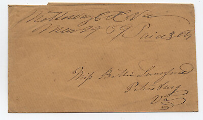 #ad 1850s Nottoway CH VA manuscript stampless cover paid 3 rate h.4637 $14.99