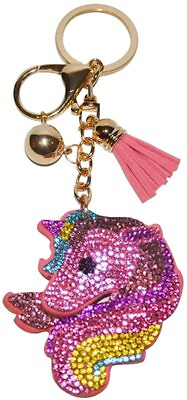#ad Bling Unicorn Keychain Backpack Charms Crystal Bag Charm Shiny Keyfob... $11.01
