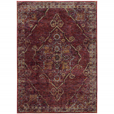 #ad 3#x27; X 5#x27; Red And Gold Oriental Power Loom Stain Resistant Area Rug $332.02