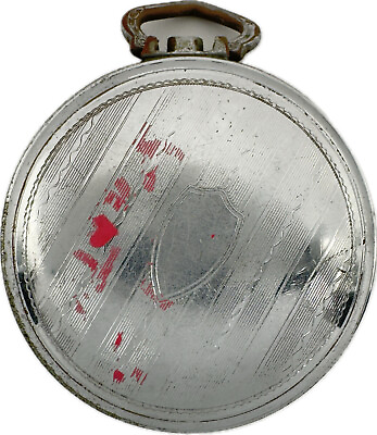 #ad Antique Illinois Spartan Pocket Watch Case for 18 Size Chrome Plated Mismatched $25.00