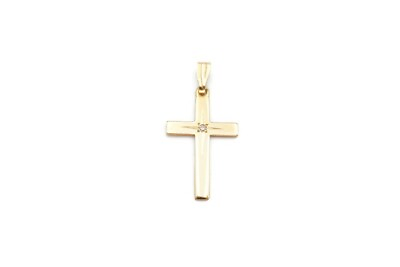 #ad 14k Yellow Gold Diamond Cross Pendant C1 $71.99