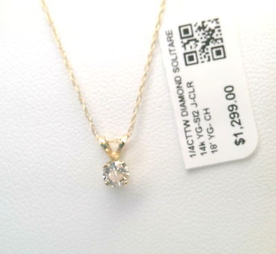 #ad $4000 REAL GENUINE Diamond SOLITAIRE PENDANT NECKLACE 14k YELLOW Gold SOLID 18#x27; $399.99