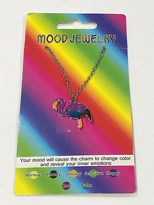 #ad New Purple Flamingo Mood necklace Color Change Mood Charm Free Shipping $7.99