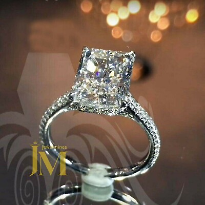#ad Certified Moissanite Solitaire Engagement Ring 14K White Gold 2.50Ct Radiant Cut $230.55