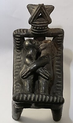 #ad Antique Ancient Tribal Pottery Lovers In Bed Man Women. Love Star. Folk Art $150.00