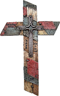 #ad #ad Patched Wall Cross with Nails and Crucifix 12 Inches Religious Decor $19.45