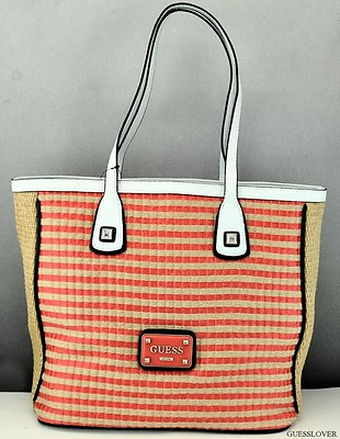 #ad Free Ship USA Chic Handbag GUESS SATCHEL Havana Straw Ladies Tangerine Bag Love $143.99