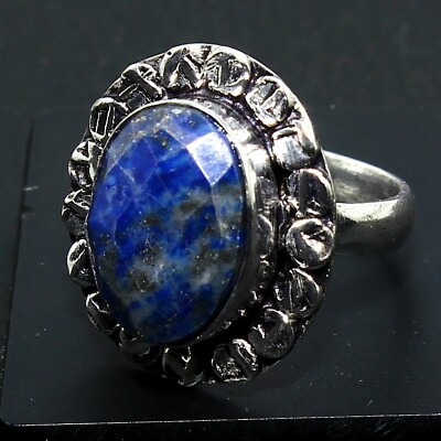#ad Natural Lapis Lazuli Solid 925 Silver Gemstone Handmade Ring Jewelry Size 6 $5.70