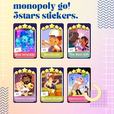 #ad Monopoly go 5 stars stickers⚡️ FAST DELIVERY ⚡️⚡️ $6.30