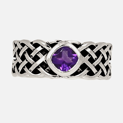 #ad Natural Amethyst 925 Sterling Silver Ring AW11 s.8 CR36324 $20.99
