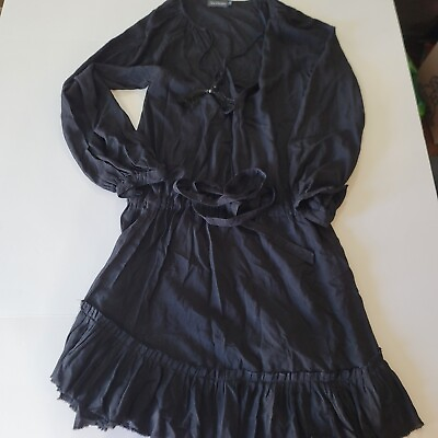 #ad Sea Dreamer Sz Small A line Dress Black Neck and Waist Ties $20.99