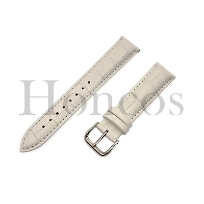 #ad 12 24 MM White Leather Alligator Watch Strap Band amp;Tank Buckle Fits for Omega $12.99