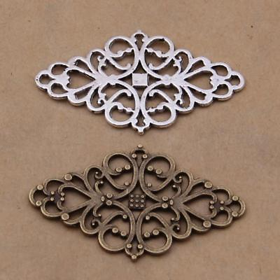 #ad 30pcs Silver Alloy Hollow Flower Charms Jewelry Connectors $41.88