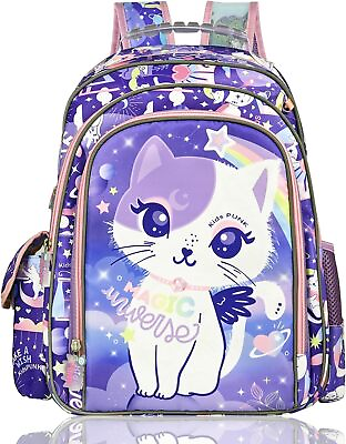 #ad Kids Cute Cat Backpack for Girls Preschool Elementary Kindergarten $48.17