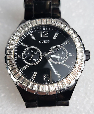 #ad GUESS Watch Black Ion Plated Bracelet 100M G13553L $34.99
