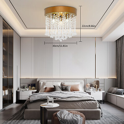 #ad Modern Crystal Flush Mount Ceiling Light Home Chandelier Bedroom Lamp Fixture $28.50