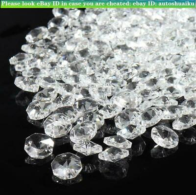 #ad #ad 200PCS Clear Crystal Glass Chandelier Part Prisms Octagonal Beads Decor 14MM $12.30