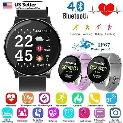 #ad Waterproof Smart Watch Blood Pressure Oxygen Heart Rate Monitor for Android IOS $16.99