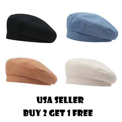 #ad Solid Color Canvas Women Vintage French Style Beret Hat Cap Fall Spring Winter $9.99