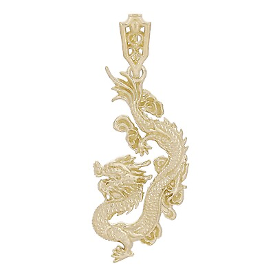 #ad 14k Yellow Gold Detailed Good Luck Fortune Asian Dragon Pendant 1.65quot; 4.2 grams $287.99
