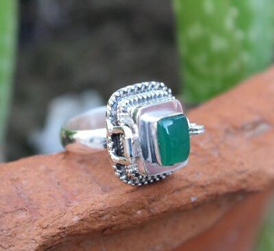 #ad Ring Poison Ring Green Onyx Gemstone Compartment Ring 925 Silver Plated BJ749 $14.99