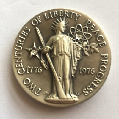 #ad Two Centuries Liberty Peace Progress .925 Silver w Diamond Medal 44mm FREE SHIP $134.95