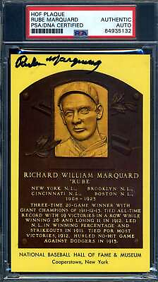 #ad Rube Marquard PSA DNA Signed Gold Hall of Fame Plaque Autograph $92.00