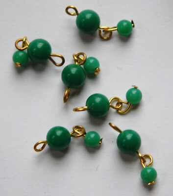 #ad Vintage Plastic 2 Green Bead Drop Charm Japan drp070 $3.99