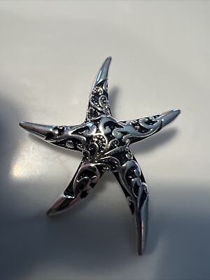 #ad STARFISH PENDANT WITH A BEAUTIFUL ETCHED HIGH POLISH FINISH IN SILVERTONE $9.99