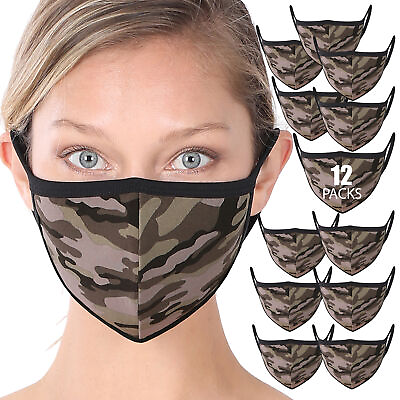 #ad Camouflage Print Fashion Washable Adults Unisex One Size Face Covering Mask $16.99
