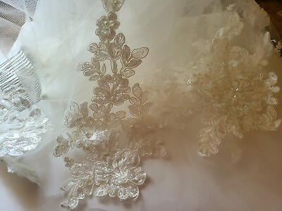 #ad White Wedding Veil Hair Comb Tulle With Jewels. Reuse Repurpose Redesign. $14.98