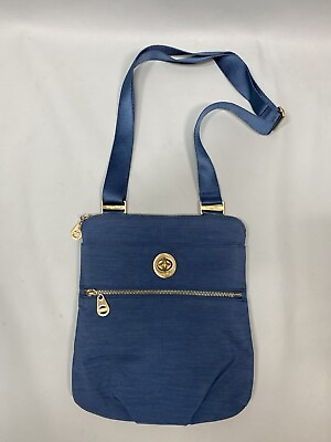 #ad BAGGALLINI Bag Crossbody blue gold zip lightweight travel adjustable medium $34.00