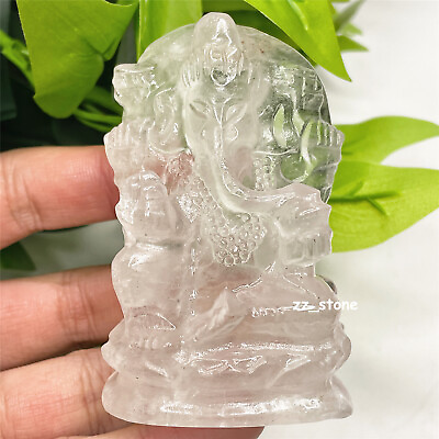 #ad 3.1quot; Natural Clear Quartz Hand Carved quot;Ganeshquot; Crystal Elephant Carving Healing $29.99