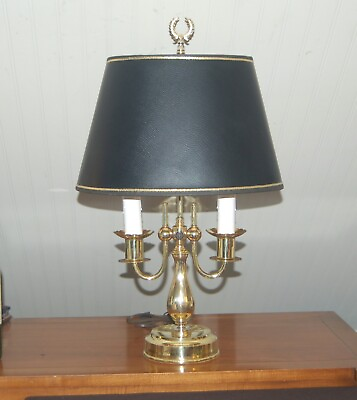 #ad BRASS REMBRANDT LAMP Bouillotte Candelabra Modern Black Gold Hollywood Regency $250.00
