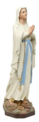 #ad Statue Our Lady Of Lourdes French Painted Plaster Depicting Virgin Mary 53quot;H $2995.00