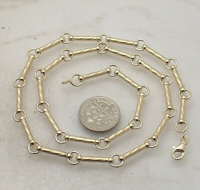 #ad Technibond Diamond Cut Bar amp; Circle Chain Necklace 14K Yellow Gold Plated Silver $69.69
