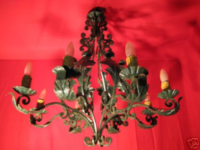 #ad IRON CHANDELIER LARGE ANTIQUE FRENCH PROVINCIAL Europe 1920s $1942.50