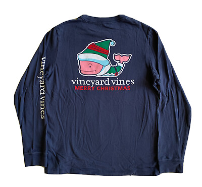 #ad VINEYARD VINES Boys Elf Whale Pocket Tee Shirt Merry Christmas T Shirt LARGE $18.99