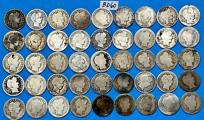 #ad Barber Silver Dimes Lot of 45 CULL LOW QUALITY Silver Barber Dimes #BD60 $152.99