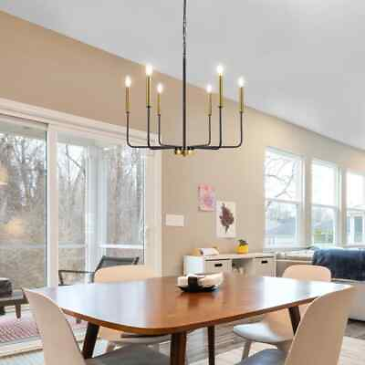 #ad #ad Modern Candle Chandelier Dining Room Ceiling Light Fixture Rustic Gold Lighting $73.00