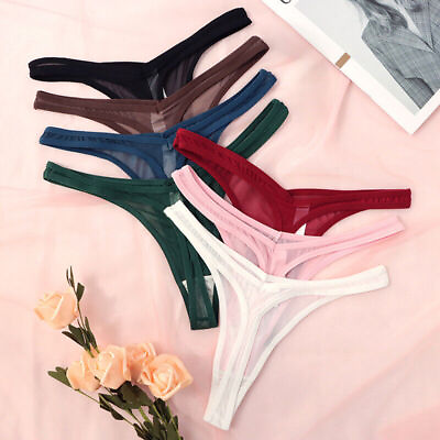 #ad Women Mesh Sheer G string See Through Lingerie Underwear Panties Thongs Knickers $7.59