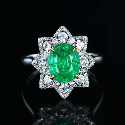 #ad Luxury Designer 2.08CT Vivid Green Emerald With Brilliant Cut CZ Engagement Ring $199.00