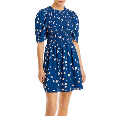 #ad WAYF Womens Floral Print Short Puff Sleeve Mini Dress BHFO 1442 $12.99