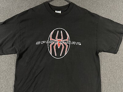 #ad Spider Man 2002 Hardees Dr Pepper Promo Shirt XL Black Distressed Vintage Rare $64.99