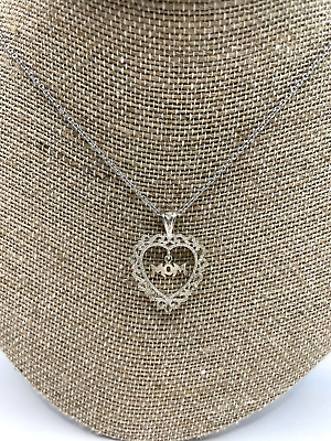 #ad 925 Sterling Silver Heart quot;MOMquot; Mother Necklace Pendant $24.00
