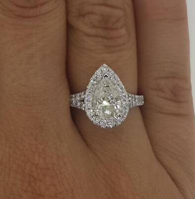 #ad 1.2 Ct Pave Split Shank Pear Cut Diamond Engagement Ring I1 E White Gold 14k $790.00