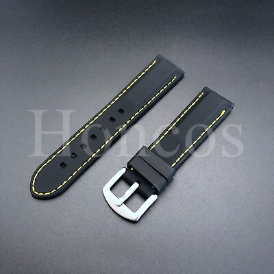 #ad 20mm 26mm Soft Black Silicone Rubber Watch Strap Band Replacement Waterproof $14.99