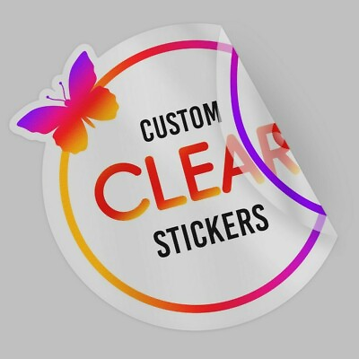 #ad 100 Custom Clear Labels Waterproof Clear Sticker Logo transparent Stickers Decal $80.00