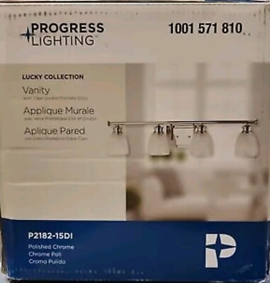 #ad Progress Lighting Lucky 33.56 in. 4 Light Polished Chrome Bathroom Vanity Light $35.00