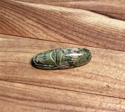 #ad Vintage Antique Egyptian Carved Unakite Pink Green Scarab Beetle Cab $23.00